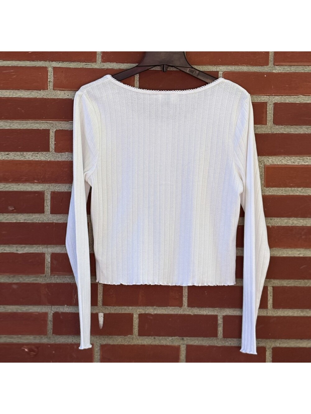 Universal Thread White Ribbed LS Top | L - Picture 2 of 4